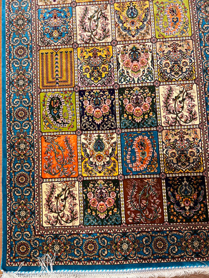 2’7”×9’10” Silk Rug Runner Rug – Turquoise Multicolor Patchwork Woven Turkish Rug
