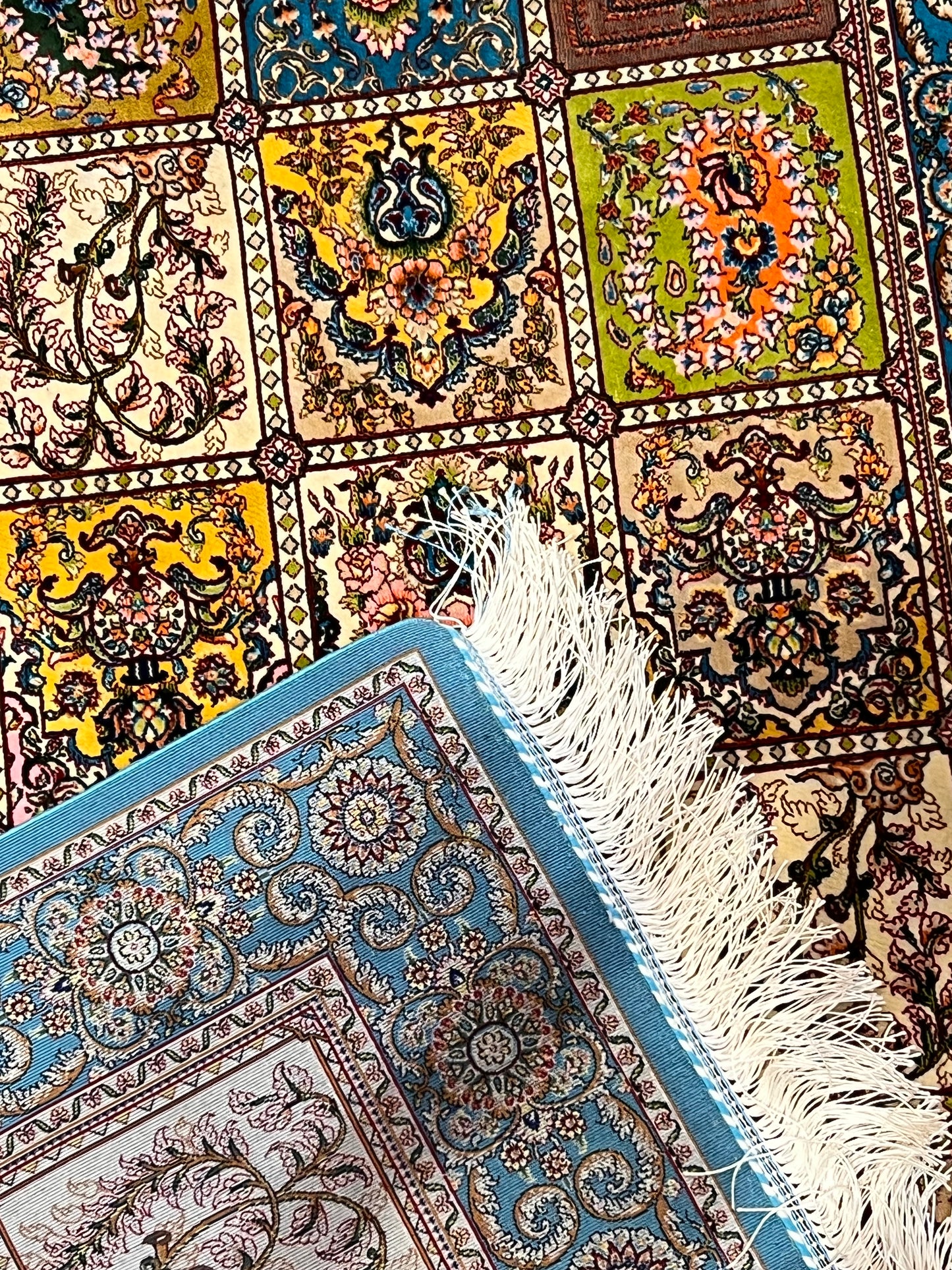 2’7”×9’10” Silk Rug Runner Rug – Turquoise Multicolor Patchwork Woven Turkish Rug