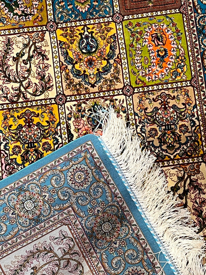 2’7”×9’10” Silk Rug Runner Rug – Turquoise Multicolor Patchwork Woven Turkish Rug
