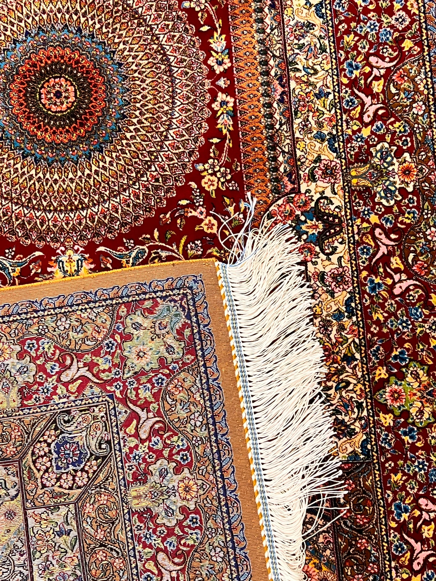 2’7”×9’9” Bamboo Silk Runner Rug – Red Medallion Floral Turkish Design