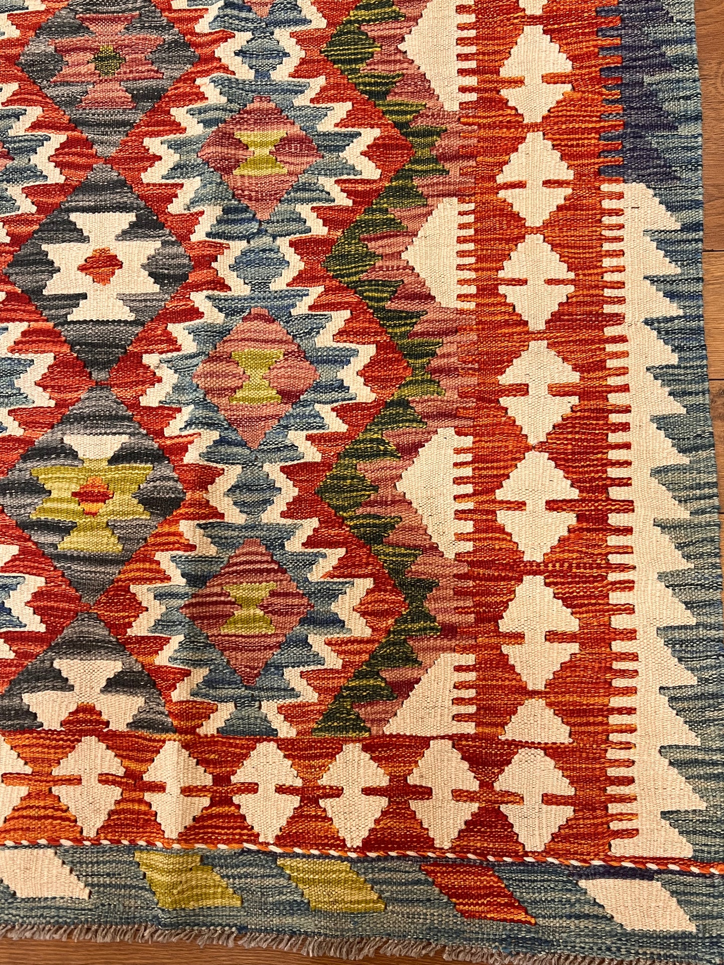 5x7 Fine Quality Handwoven Turkish Kilim Rug – Colorful Geometric Anatolian Rug