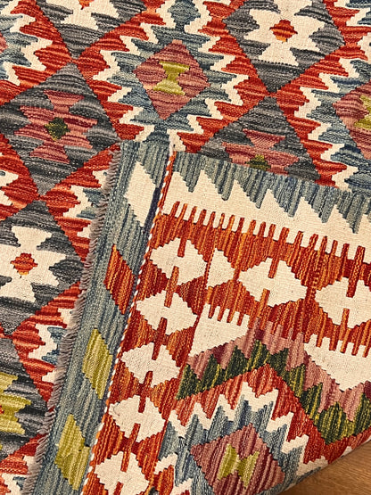 5x7 Fine Quality Handwoven Turkish Kilim Rug – Colorful Geometric Anatolian Rug