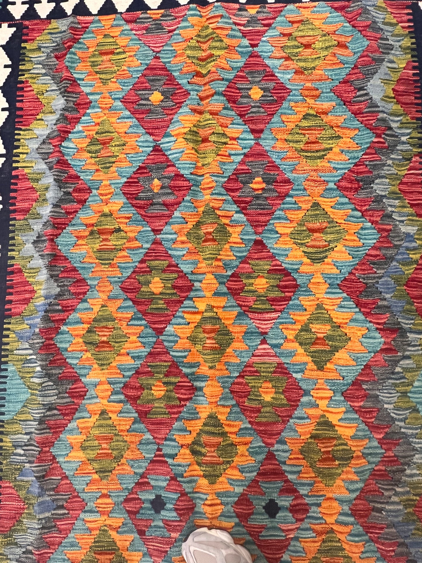 5x7 Fine Quality Handwoven Turkish Kilim Rug – Pastel Geometric Anatolian Area Rug