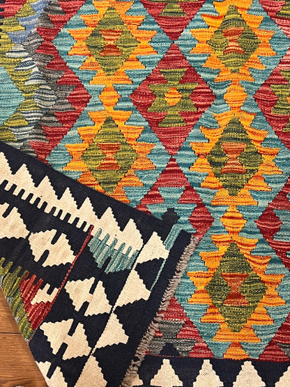 5x7 Fine Quality Handwoven Turkish Kilim Rug – Pastel Geometric Anatolian Area Rug