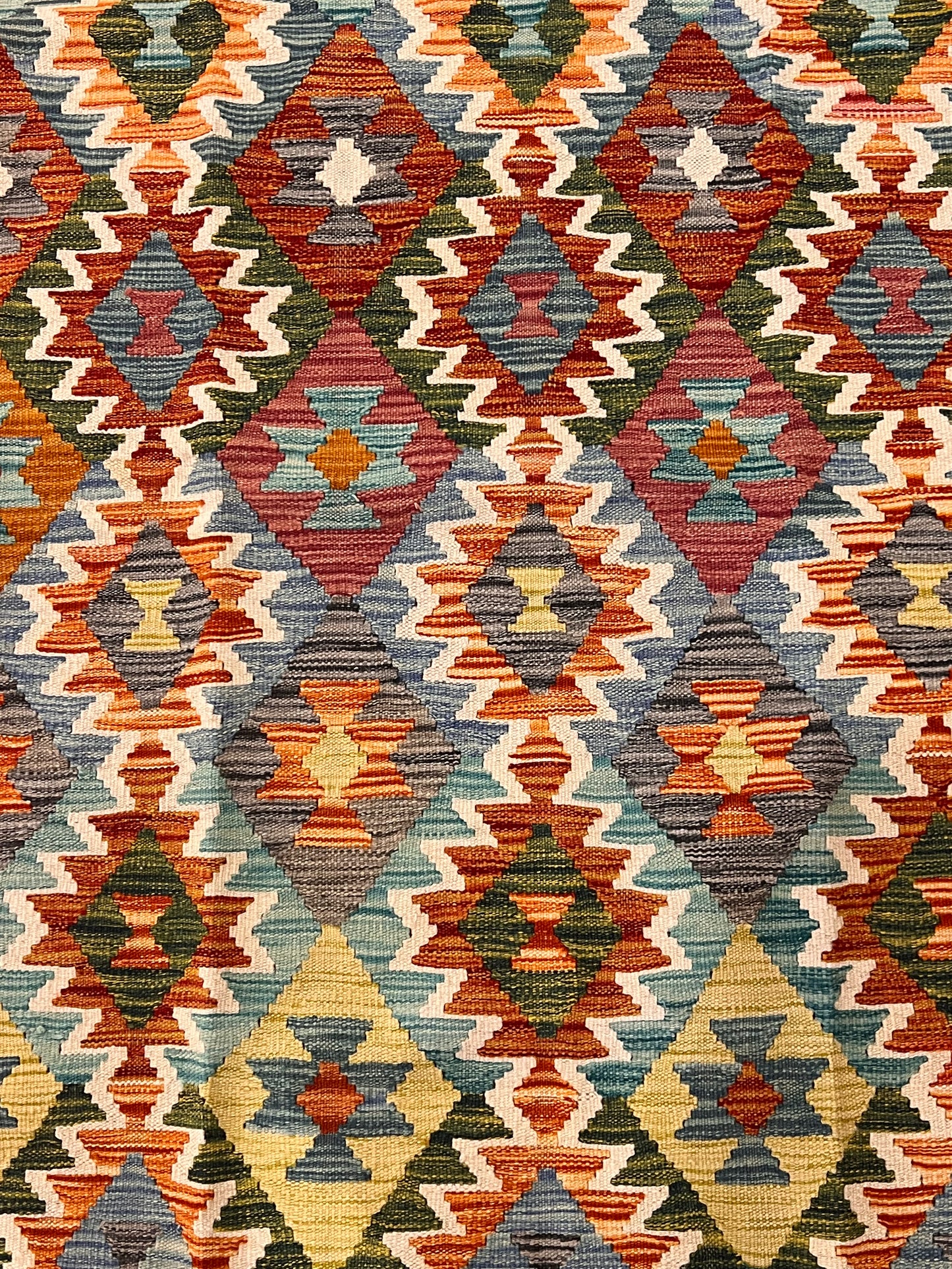 5x7 Fine Quality Handwoven Turkish Kilim Rug – Terracotta Geometric Anatolian Area Rug
