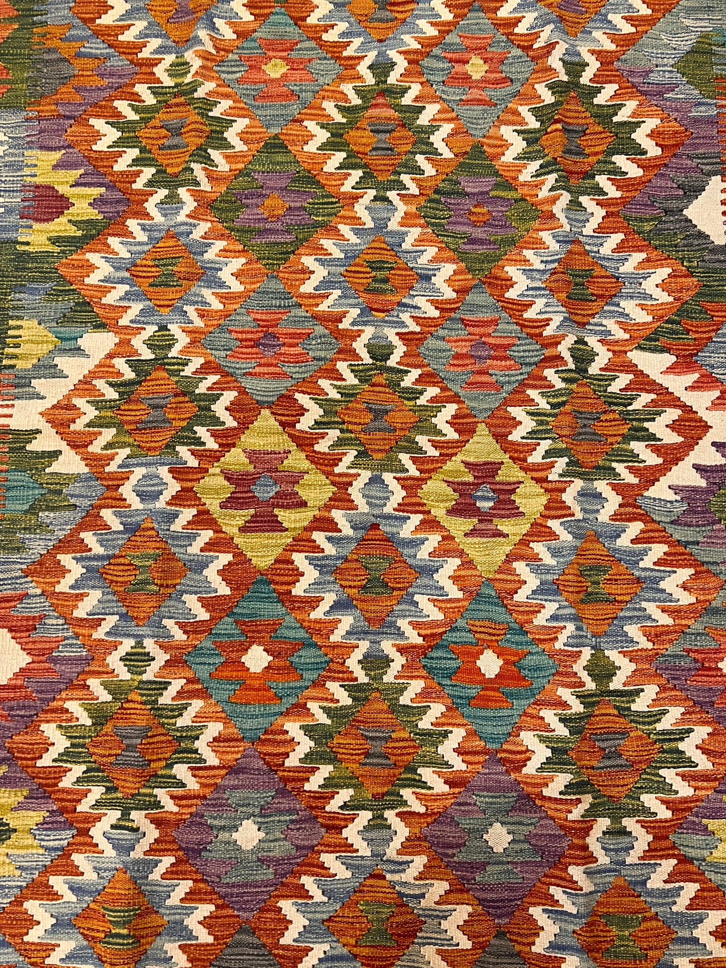 5x7 Fine Quality Handwoven Turkish Kilim Rug – Terracotta & Turquoise Geometric Anatolian Rug