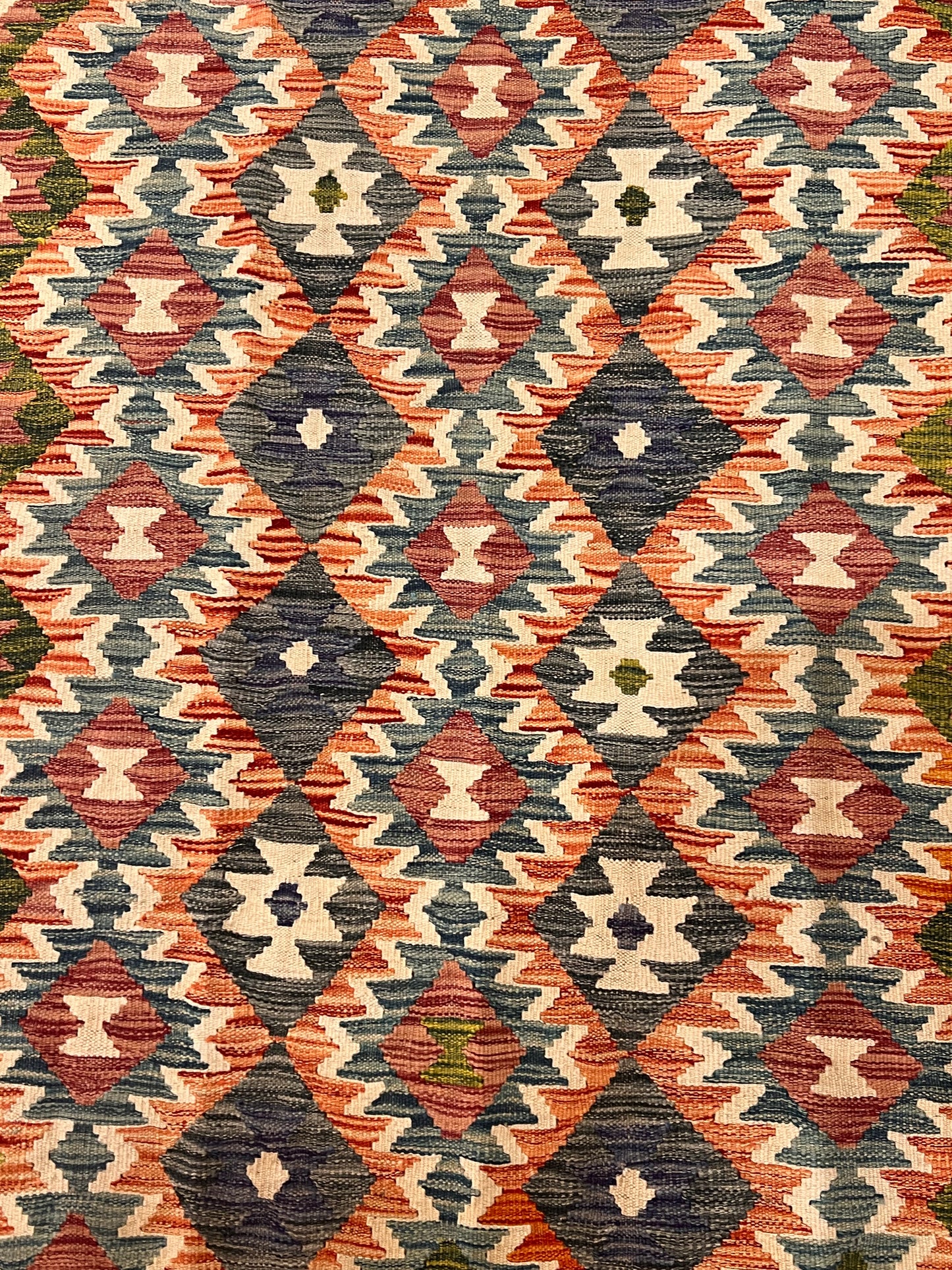 5x7 Fine Quality Handwoven Turkish Kilim Rug – Rust & Charcoal Geometric Anatolian Rug