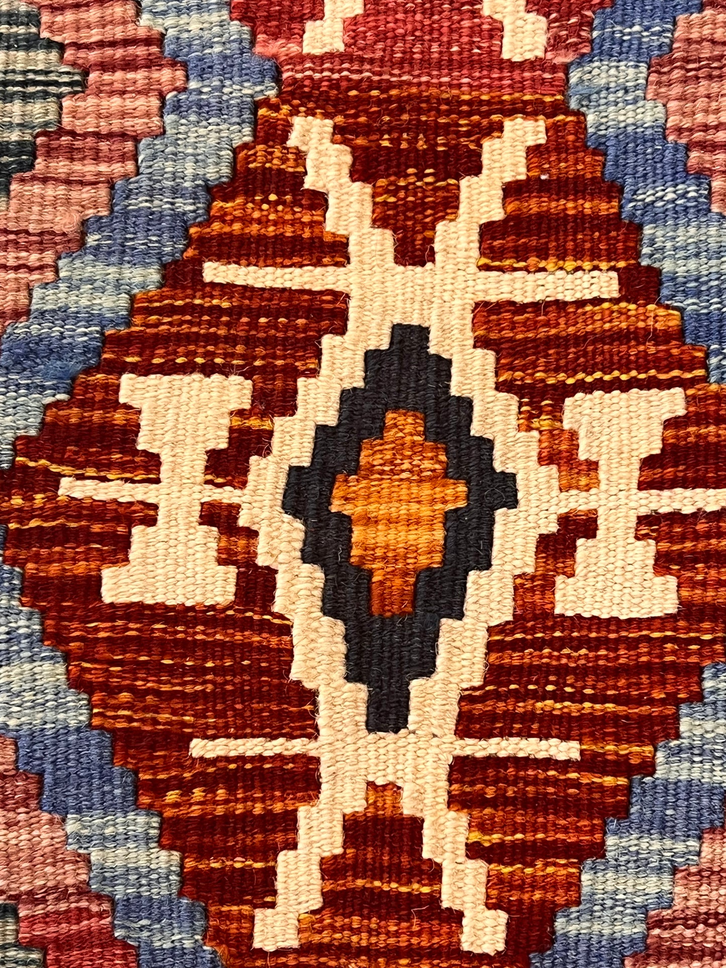 5x7 Fine Quality Handwoven Turkish Kilim Rug – Terracotta Turquoise Geometric Anatolian Rug