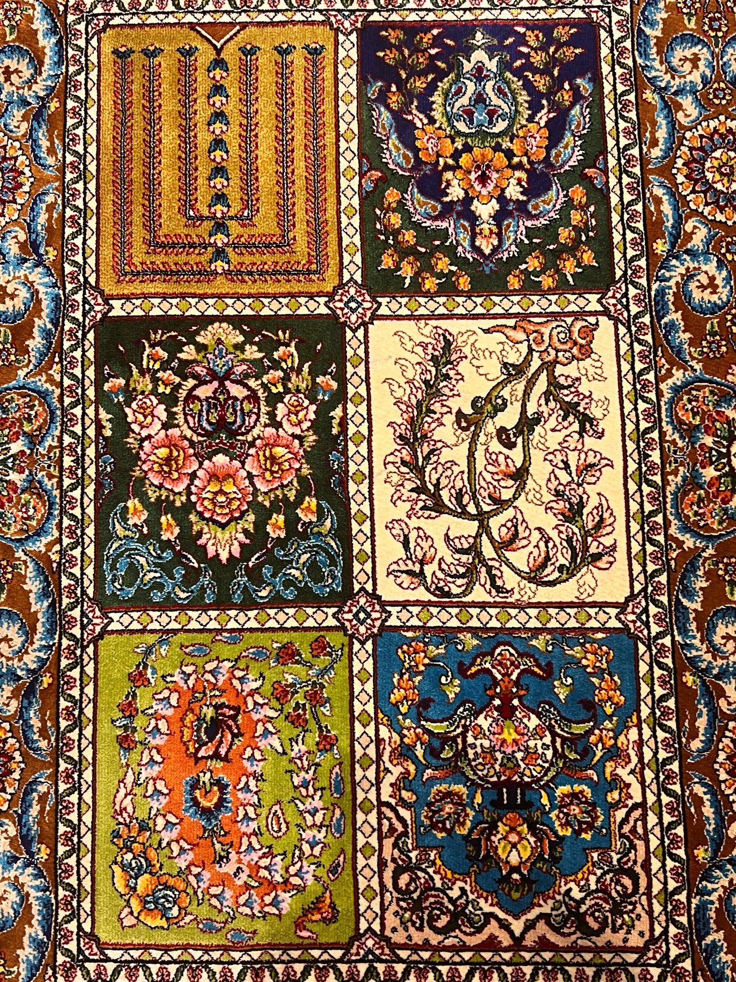 19” x 28” Small Silk Rug – Exquisite Garden Panel & Floral Accent Rug