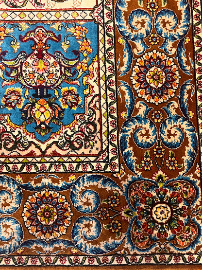 19” x 28” Small Silk Rug – Exquisite Garden Panel & Floral Accent Rug