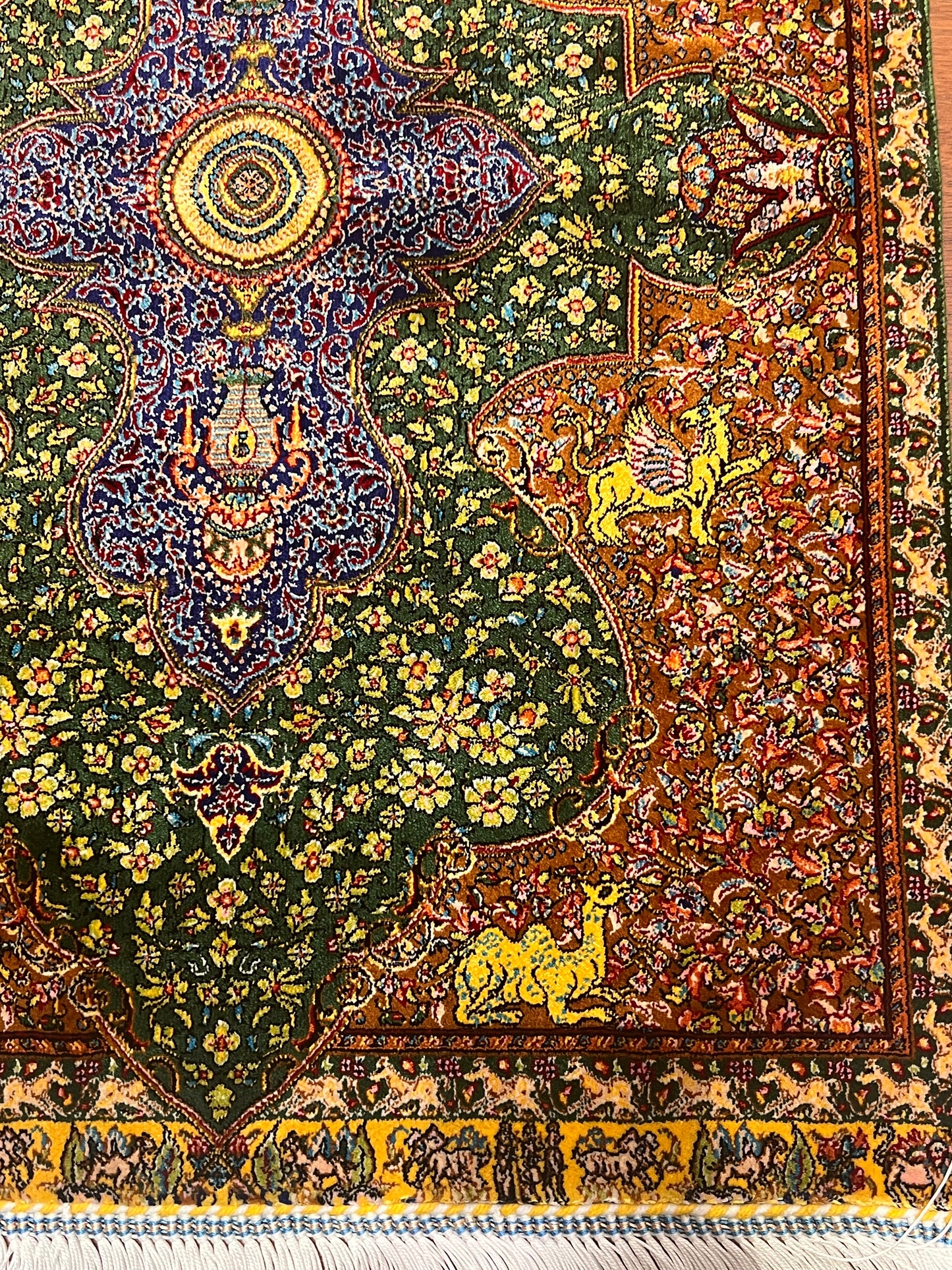 19” x 28” Small Silk Rug – Forest Green & Rust Imperial Medallion Accent Rug