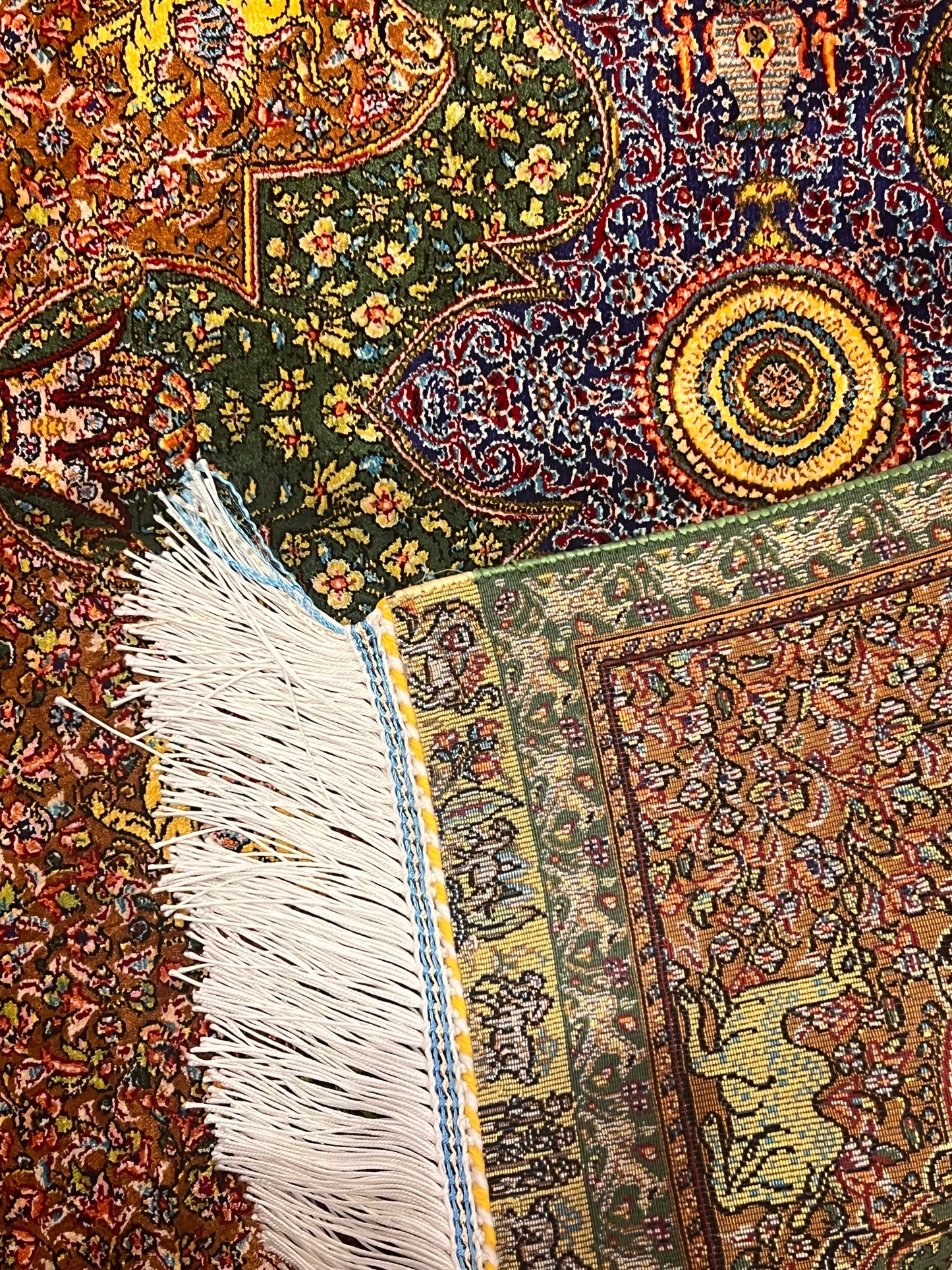 19” x 28” Small Silk Rug – Forest Green & Rust Imperial Medallion Accent Rug