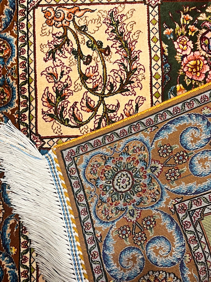 19” x 28” Small Silk Rug – Six-Panel Garden Gallery Luxury Accent Rug
