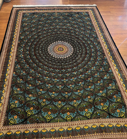 Bamboo Silk Area Rug – Elegant Dome Medallion Design – 6’ x 10’