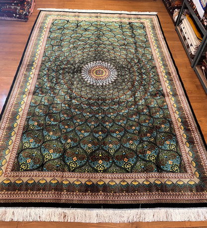 Bamboo Silk Area Rug – Elegant Dome Medallion Design – 6’ x 10’