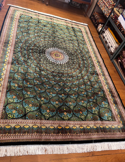 Bamboo Silk Area Rug – Elegant Dome Medallion Design – 6’ x 10’