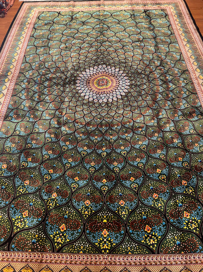 Bamboo Silk Area Rug – Elegant Dome Medallion Design – 6’ x 10’