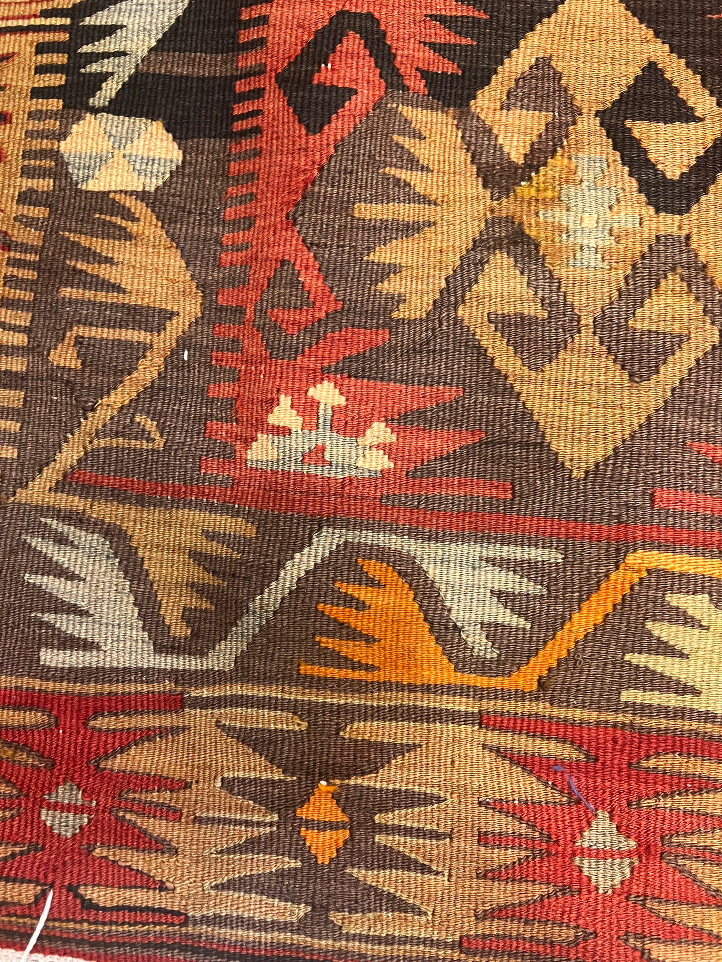 80-Year-Old Handwoven Turkish Kilim – Signed by the Weaver