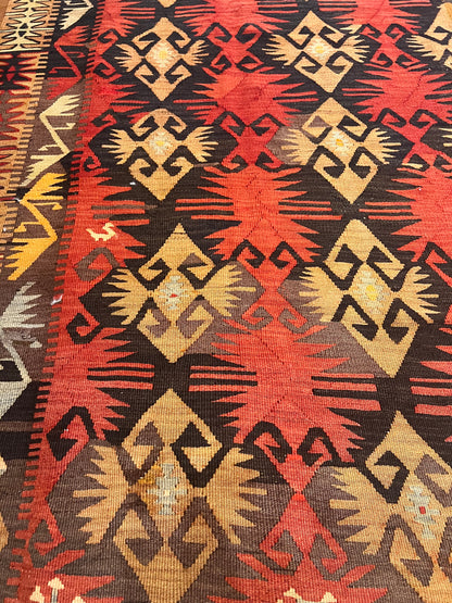 80-Year-Old Handwoven Turkish Kilim – Signed by the Weaver