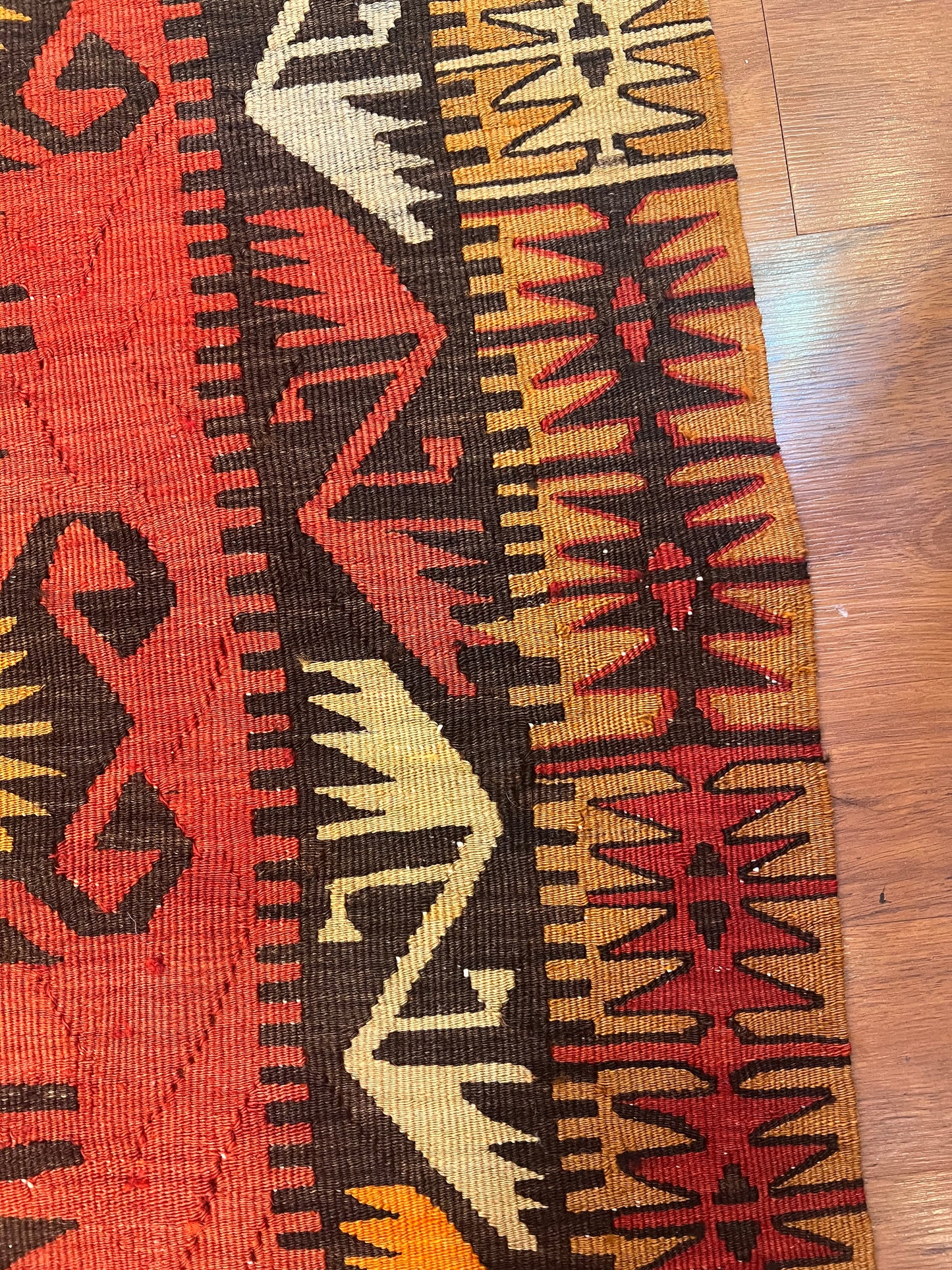 80-Year-Old Handwoven Turkish Kilim – Signed by the Weaver