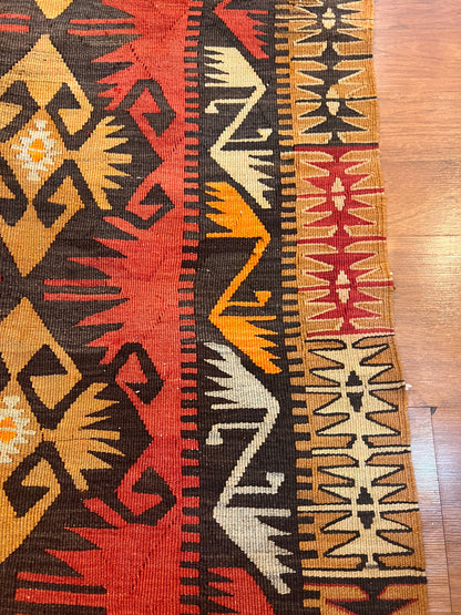80-Year-Old Handwoven Turkish Kilim – Signed by the Weaver