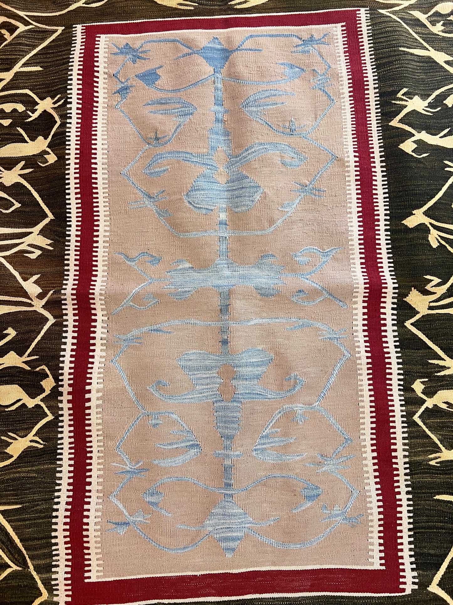 Turkish Handwoven Wool Kilim Rug – 60” × 51”