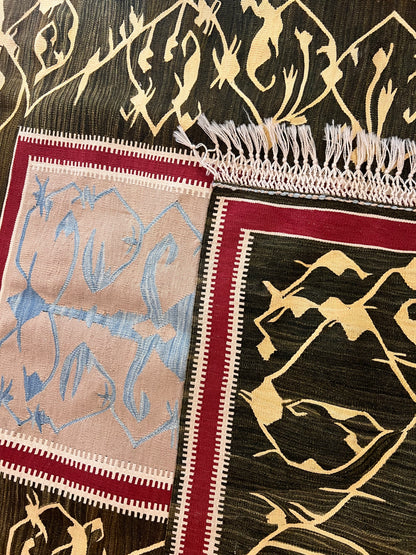 Turkish Handwoven Wool Kilim Rug – 60” × 51”