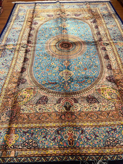 Blue Medallion Bamboo Silk Rug – 6’6” x 9’8”