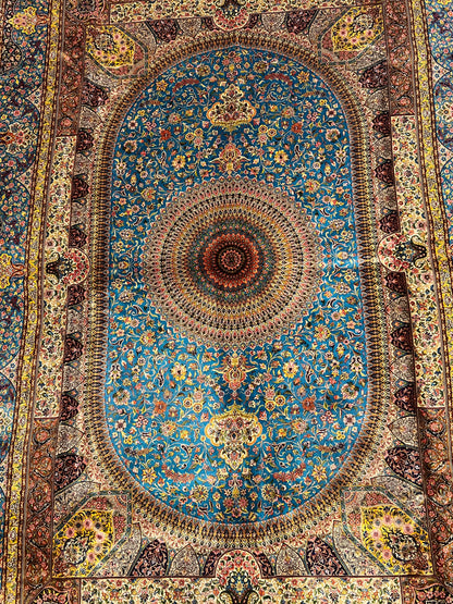 Blue Medallion Bamboo Silk Rug – 6’6” x 9’8”