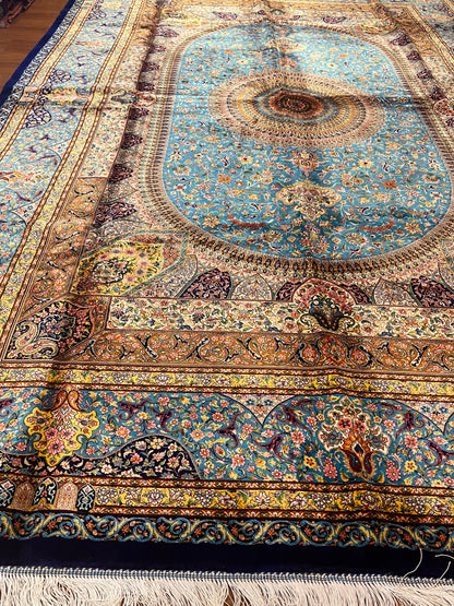 Blue Medallion Bamboo Silk Rug – 6’6” x 9’8”