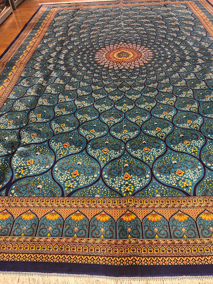 Bamboo Silk Area Rug – Elegant Dome Medallion Design – 6’ x 10’