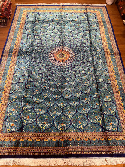 Bamboo Silk Area Rug – Elegant Dome Medallion Design – 6’ x 10’