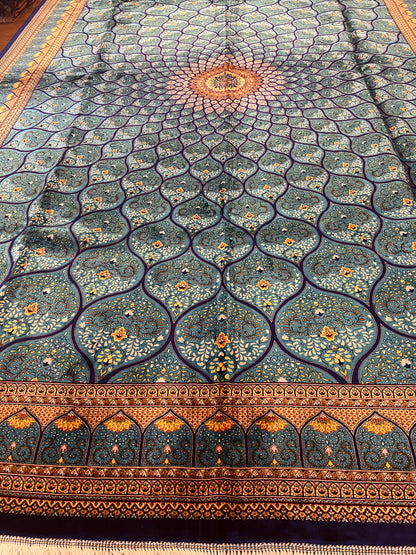 Bamboo Silk Area Rug – Elegant Dome Medallion Design – 6’ x 10’