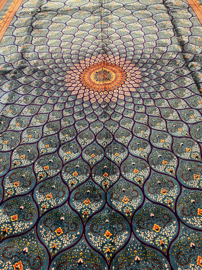 Bamboo Silk Area Rug – Elegant Dome Medallion Design – 6’ x 10’