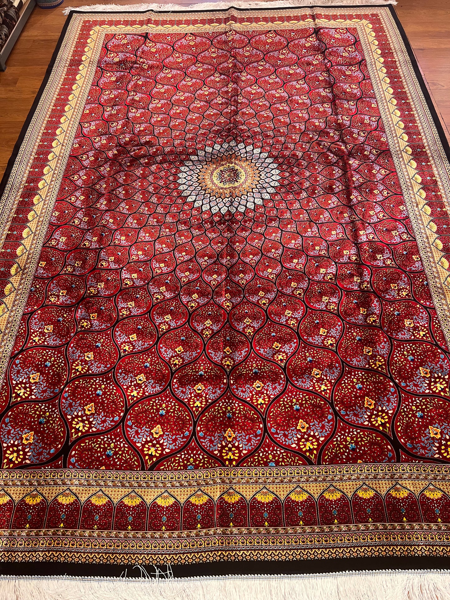 Bamboo Silk Area Rug – Elegant Dome Medallion Design – 6’ x 10’