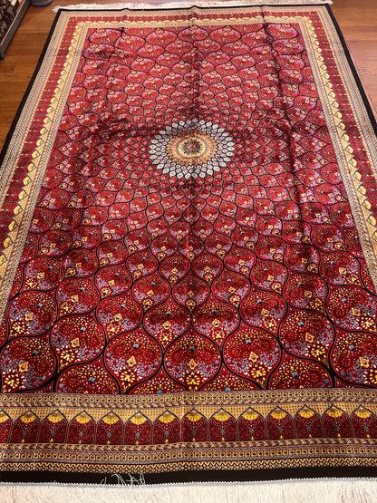 Bamboo Silk Area Rug – Elegant Dome Medallion Design – 6’ x 10’