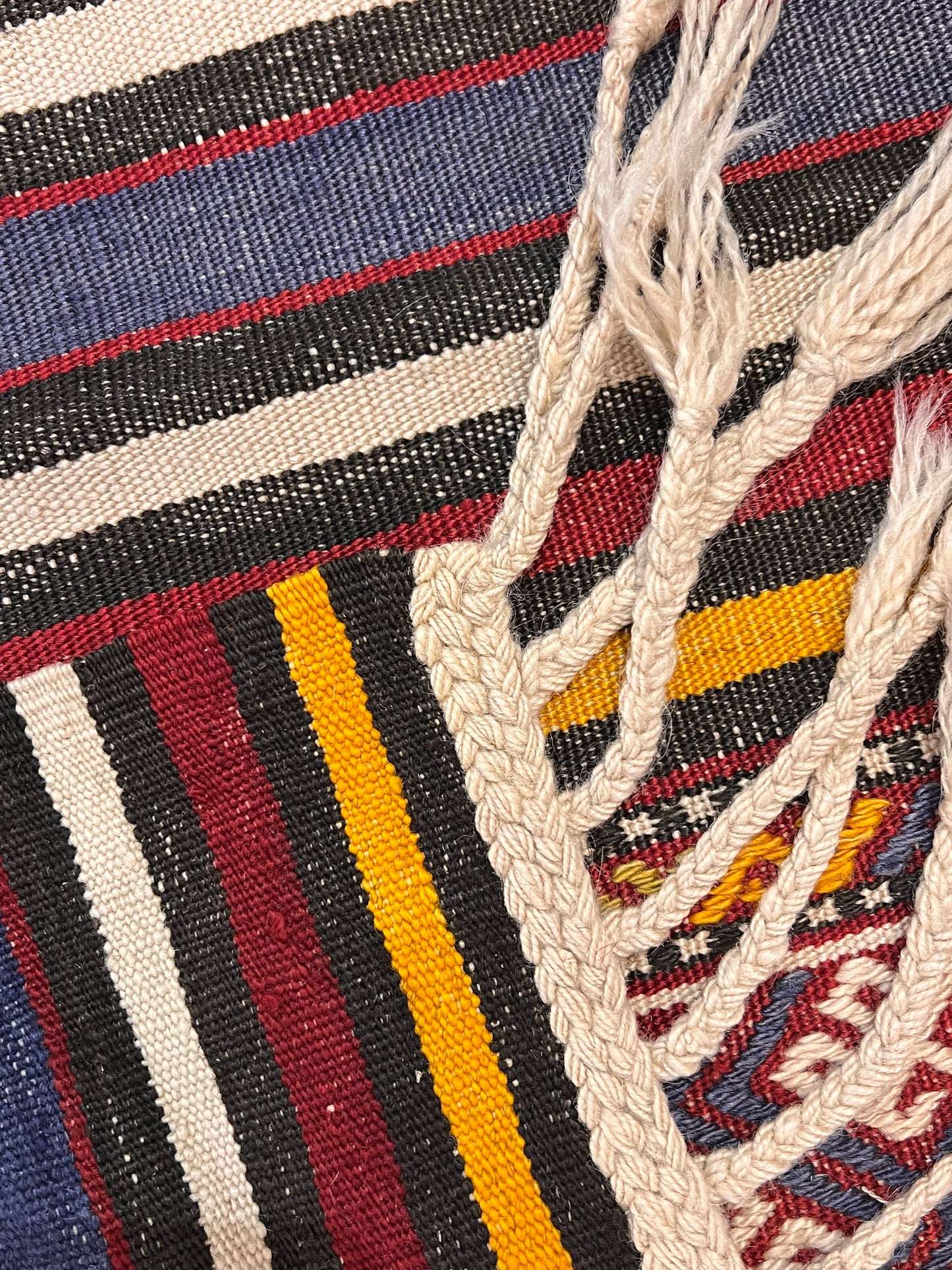 Vintage Turkish Tribal Kilim Rug 7’6” x 5’, Handwoven Wool Flatweave, Approx. 80 Years Old, Anatolian Southwestern Rug