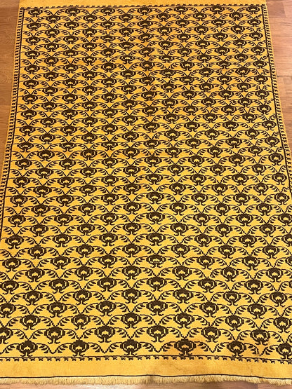 Vintage Turkish Embroidered Kilim Rug – 4’9” × 3’1” – Handwoven Wool Flatweave Accent Rug – One-of-a-Kind Anatolian Textile