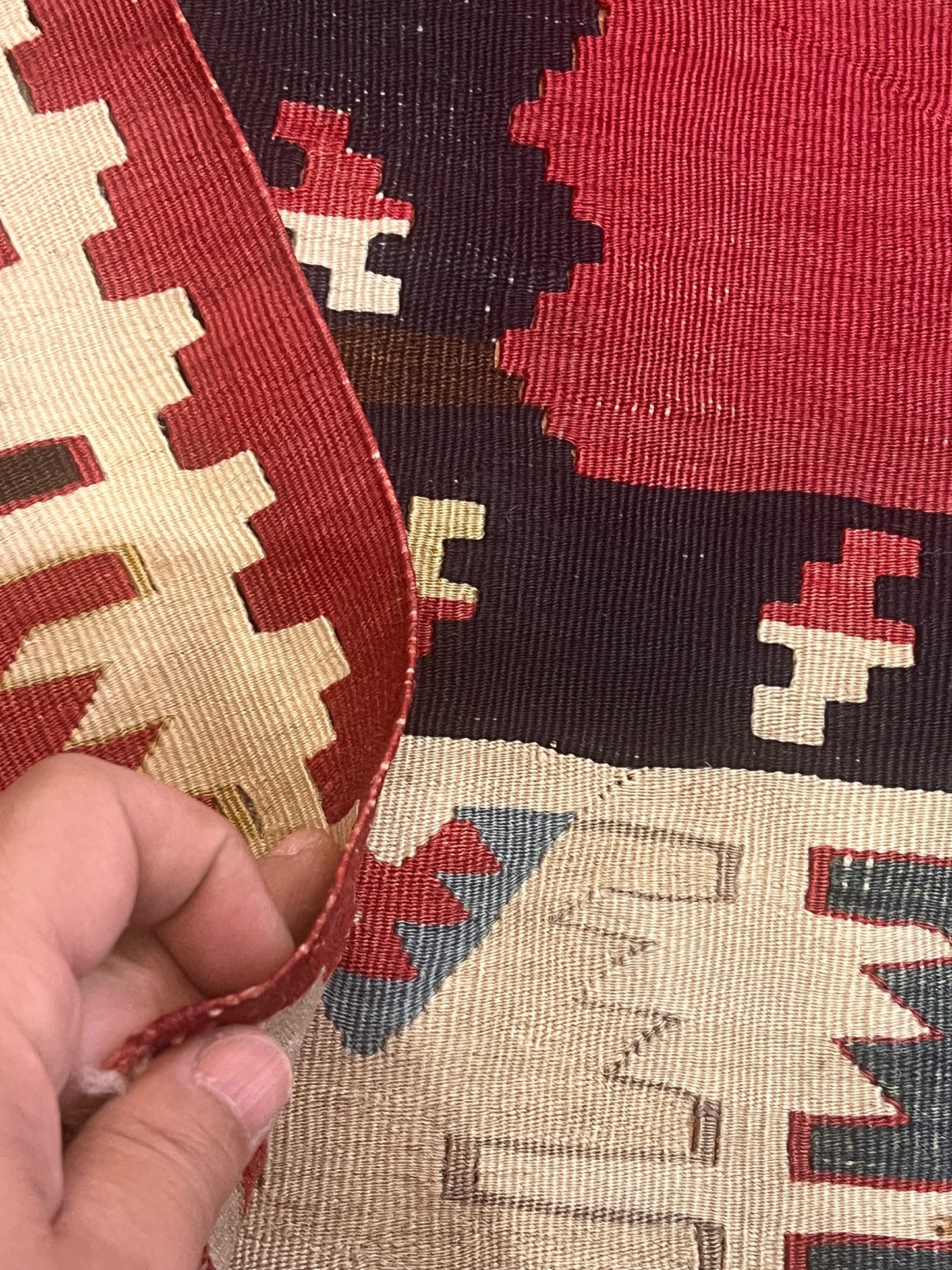 Antique Handwoven Sarkoy Kilim Rug 6’7” x 4’6” – 100-Year-Old Western Turkey Wool Flatweave Tribal Area Rug