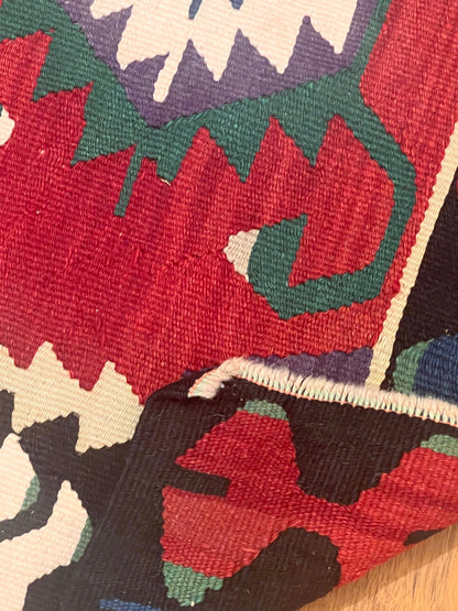 Authentic Anatolian Handwoven Vintage Kilim – Natural Wool Accent Rug for Rustic & Southwestern Homes – 48” x 35”