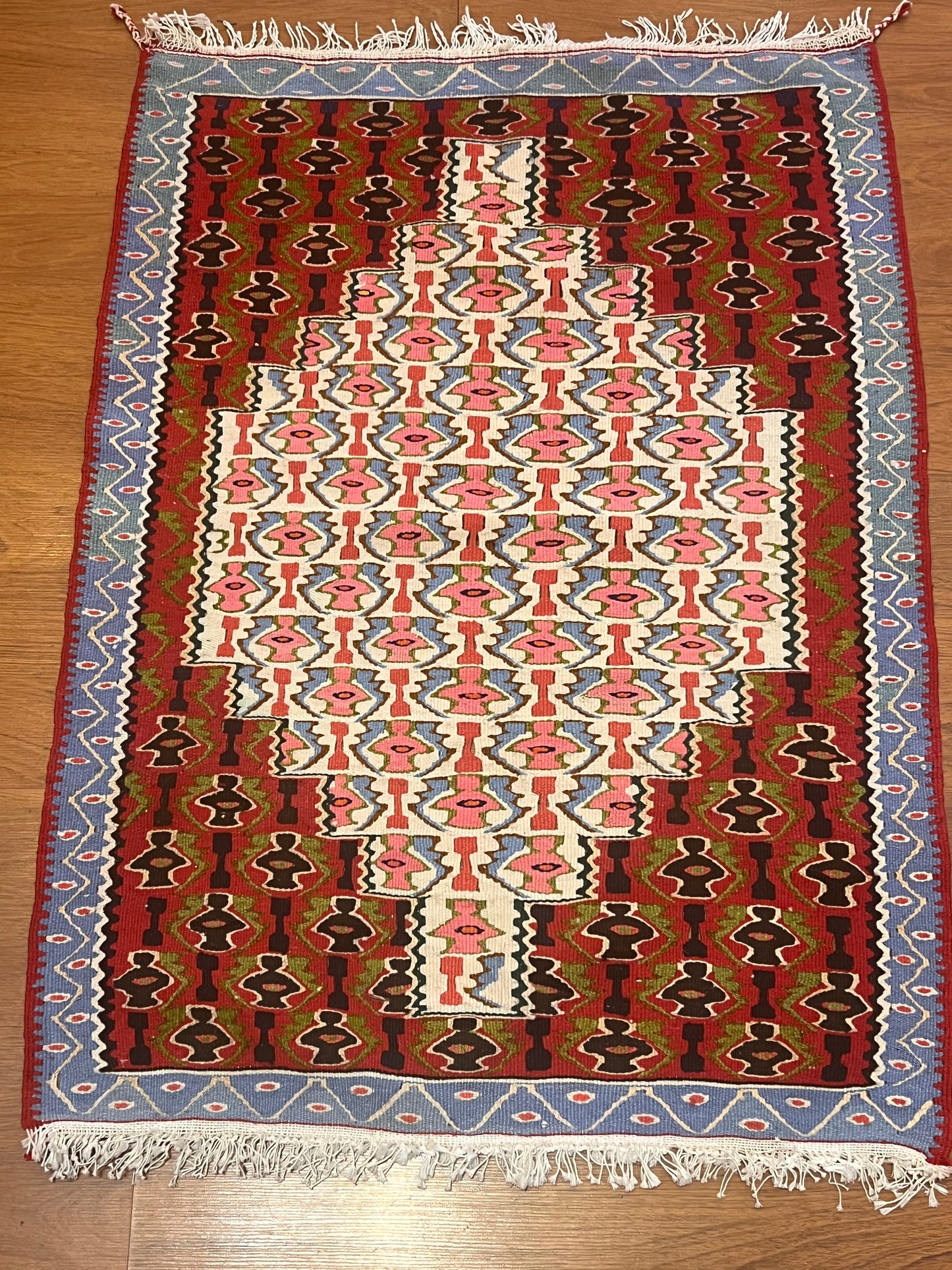 Authentic Vintage Handwoven Anatolian Kilim Rug – 41” × 30” – Natural Vegetable Dyes – 100% Wool – One of a Kind Tribal Accent Rug