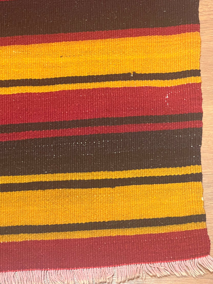 Vintage Turkish Kilim Runner Rug 10’7” x 2’3” – Handwoven Wool Striped Hallway Rug, Rustic Southwestern Boho Flatweave