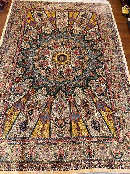 Bamboo Silk Area Rug – Traditional Medallion Design – 6’ x 10’