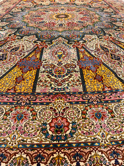 Bamboo Silk Area Rug – Traditional Medallion Design – 6’ x 10’