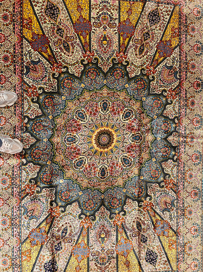 Bamboo Silk Area Rug – Traditional Medallion Design – 6’ x 10’