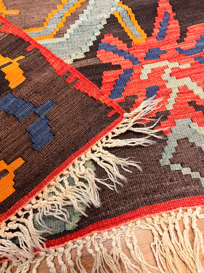 Authentic Handwoven Vintage Moldovan Kilim Rug – 70–80 Year Old Traditional Wool Kilim – Natural Vegetable Dyes – One-of-a-Kind Tribal Area Rug – 10.67’ × 7.33’