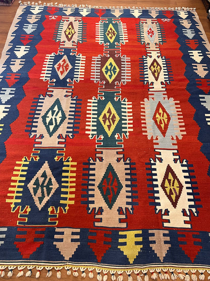 Handwoven Anatolian Kilim Rug –  (9.5 ft × 7 ft) | Traditional Wool Kilim | Authentic Turkish Craftsmanship