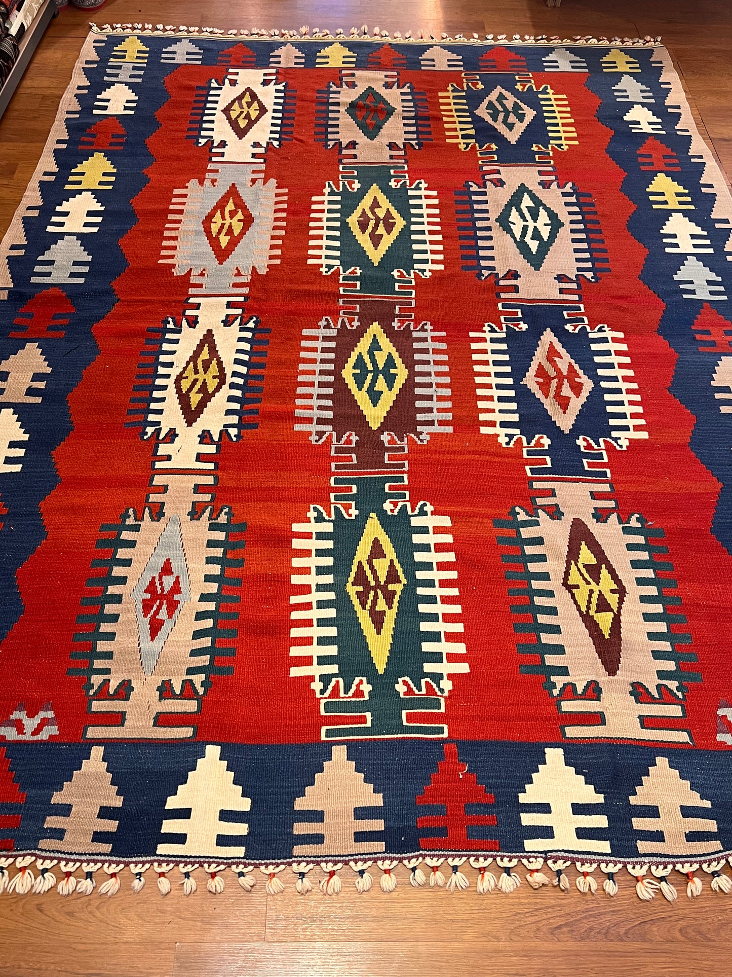 Handwoven Anatolian Kilim Rug –  (9.5 ft × 7 ft) | Traditional Wool Kilim | Authentic Turkish Craftsmanship
