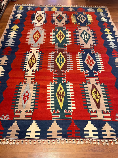 Handwoven Anatolian Kilim Rug –  (9.5 ft × 7 ft) | Traditional Wool Kilim | Authentic Turkish Craftsmanship