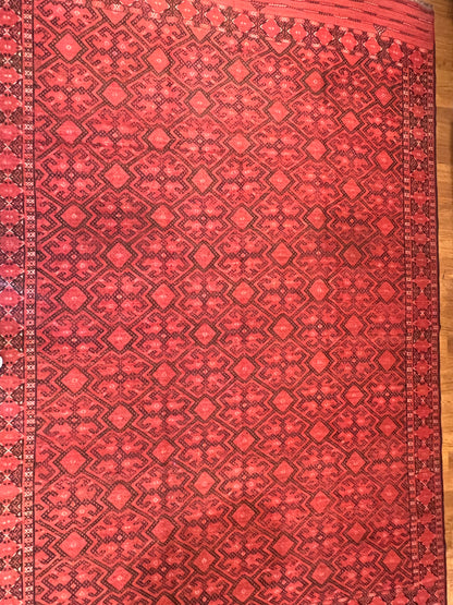 Turkmenian Cicim Rug – 10.7 ft × 6.8 ft | Approximately 70 Years Old | Hand-Embroidered Wool